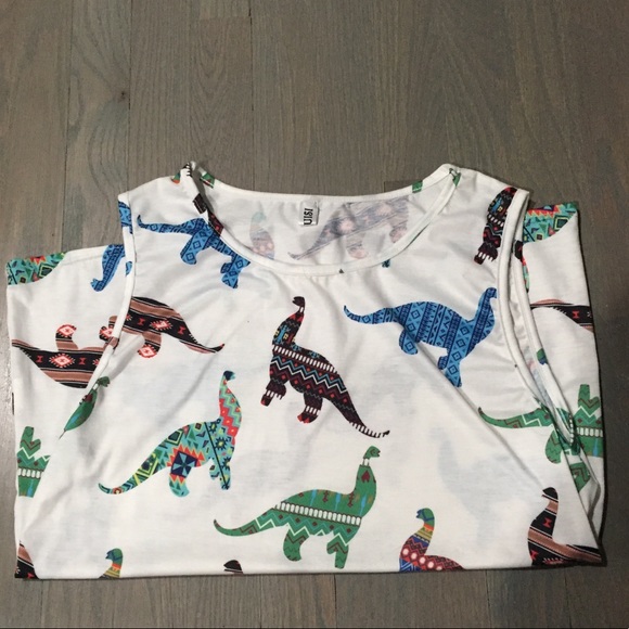 geruisi Tops - Women’s Dinosaur 🦖 White Tank Top Shirt